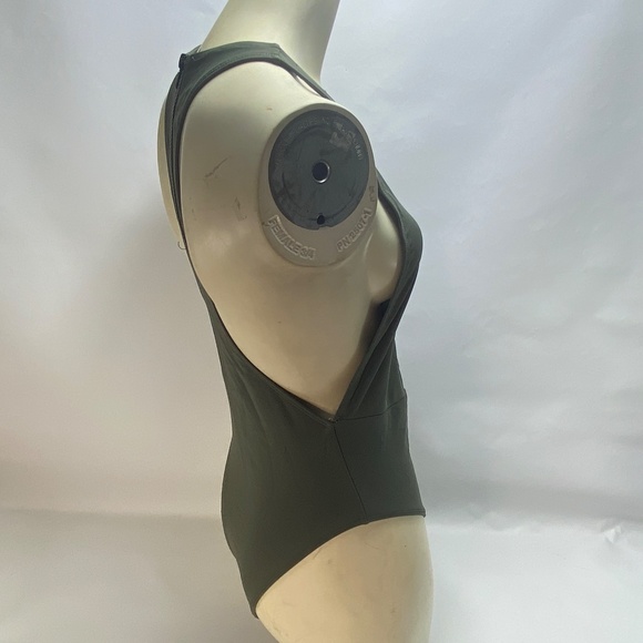 Forever 21 Womens One Piece Swim Suit Medium Forest Green Lace Front Back Zipper - Picture 11 of 16